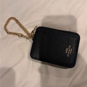 Black Coach Card Holder with Gold Chain